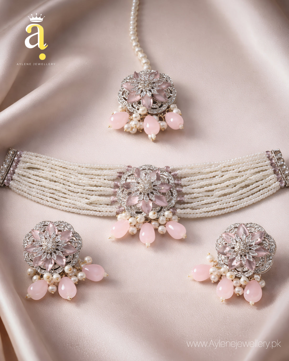 Pink Zircon Choker Set