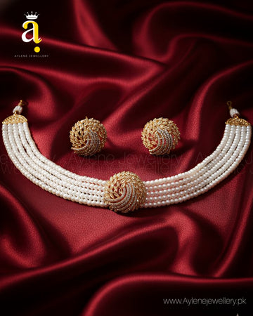 Round Style Choker Set with Earrings