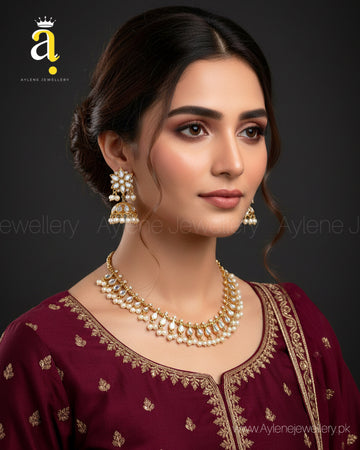 Kundan Necklace with Jhumkas