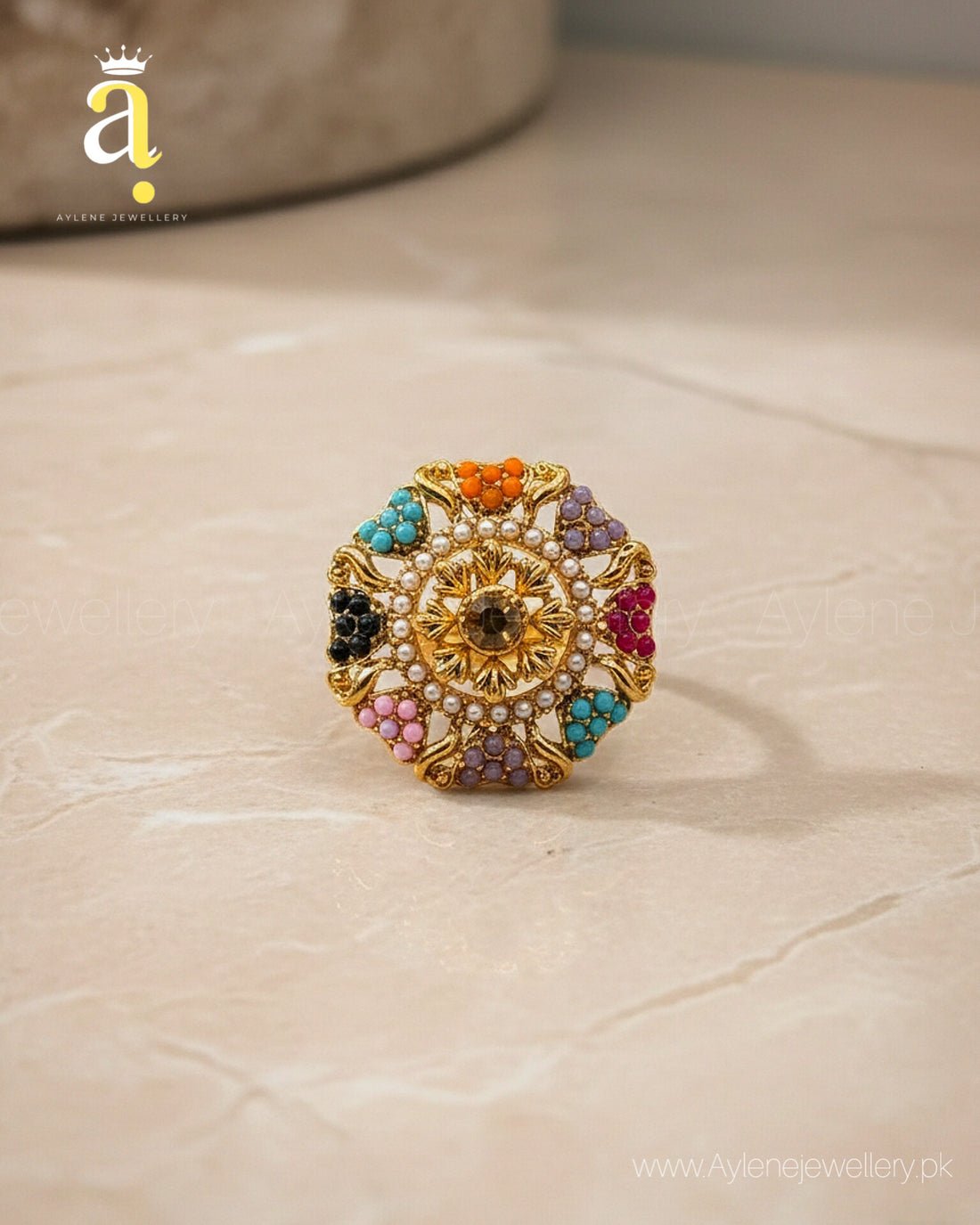 Multicolor Adjustable Ring | Elegant & Vibrant Jewellery