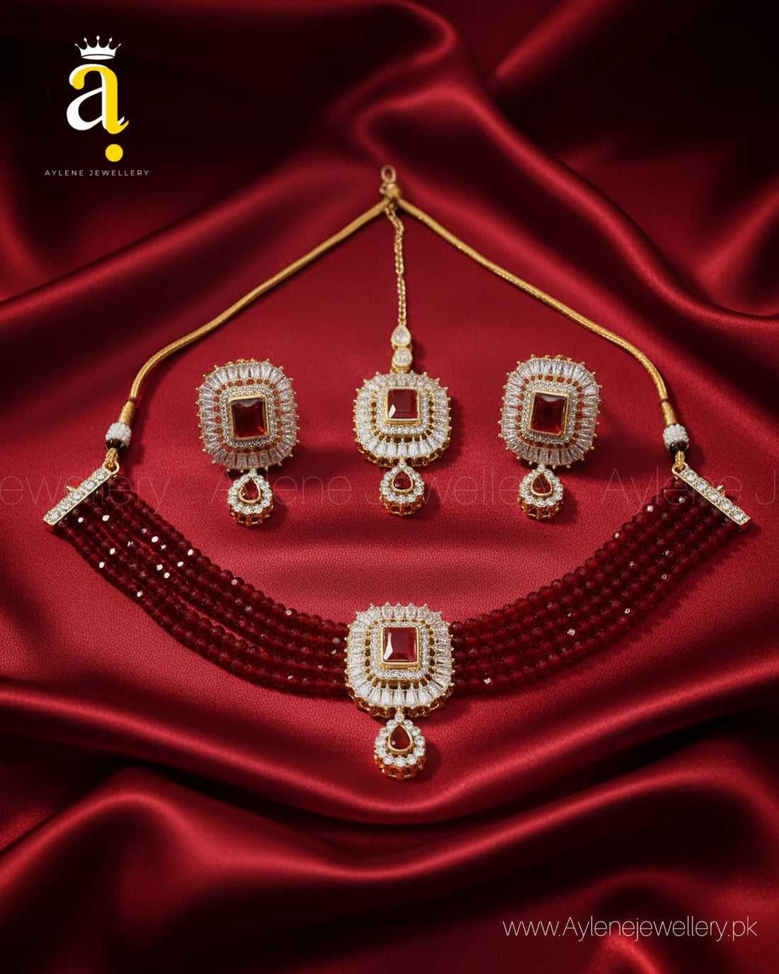 Royal Zircon Choker Set with Tikka & Earrings